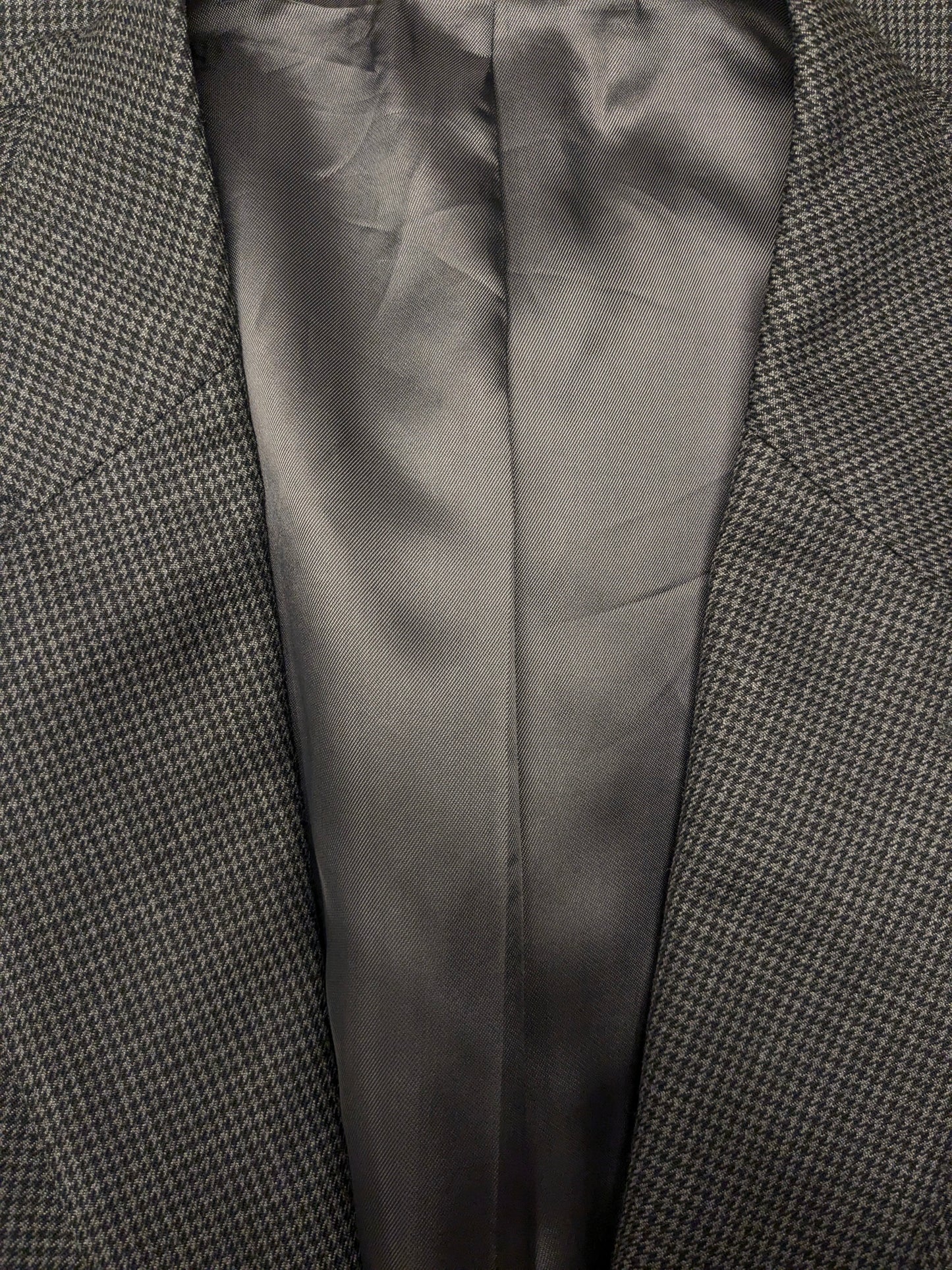 Abito Scabal in lana realizzato su misura. Motivo grigio nero. Taglia 56/XL.