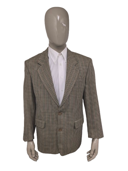 Vintage Well Dress Wollen colbert. Groen Beige Zwart Rood motief. Maat 27 (54 / L).