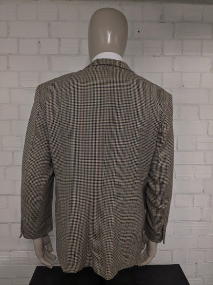 Giacca vintage in lana Well Dress. Motivo Verde Beige Nero Rosso. Taglia 27 (54/L).