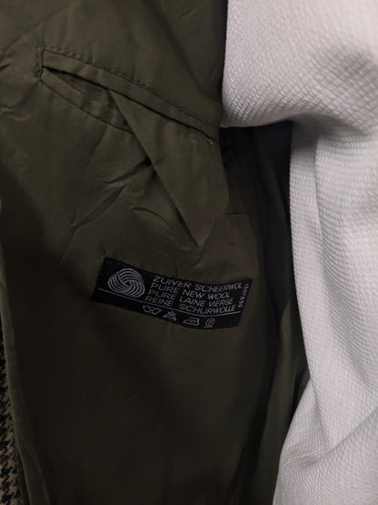 Giacca vintage in lana Well Dress. Motivo Verde Beige Nero Rosso. Taglia 27 (54/L).