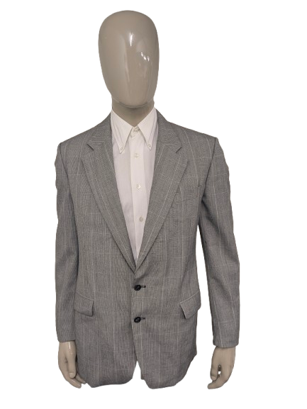 Vintage Cotton Blend colbert. Zwart Wit geruit. Maat 50 / M.