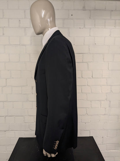 Giacca in lana Pal Zileri. Nero con cuciture marroni. Taglia 58/XL.