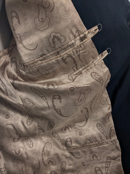 Giacca in lana Pal Zileri. Nero con cuciture marroni. Taglia 58/XL.