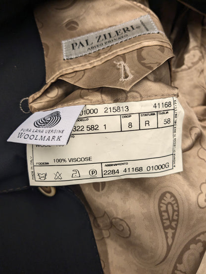 Giacca in lana Pal Zileri. Nero con cuciture marroni. Taglia 58/XL.