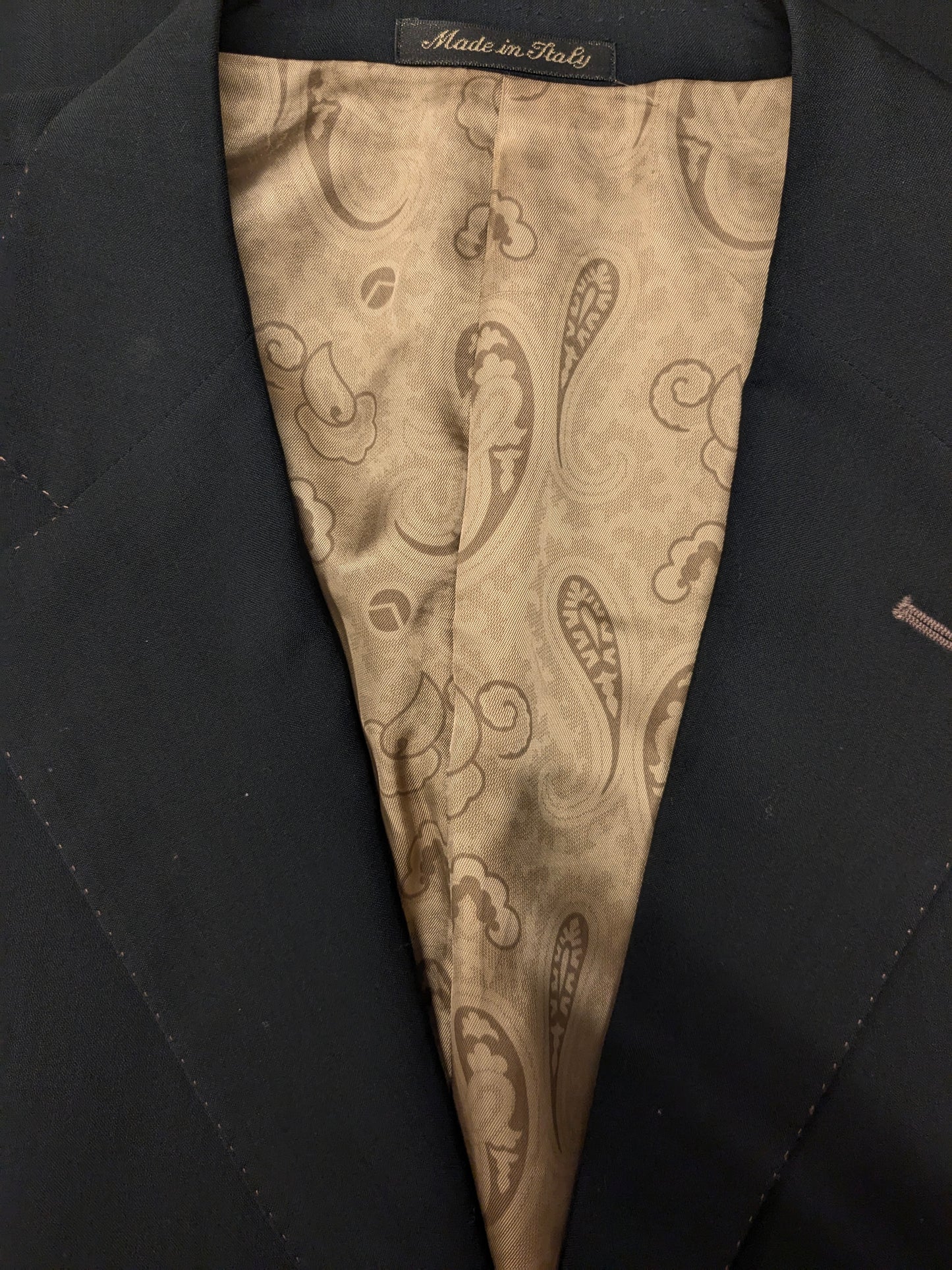 Giacca in lana Pal Zileri. Nero con cuciture marroni. Taglia 58/XL.