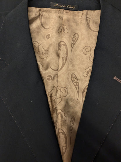 Giacca in lana Pal Zileri. Nero con cuciture marroni. Taglia 58/XL.