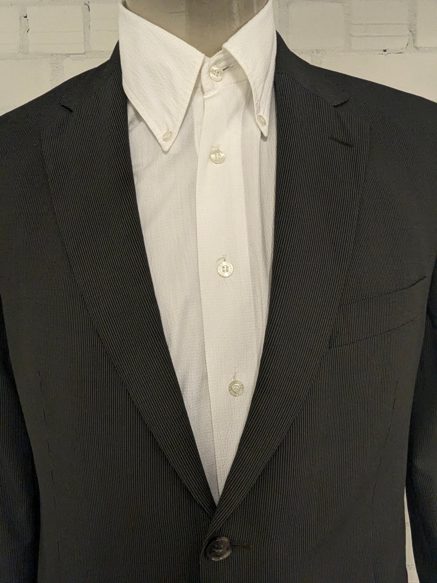 Frans Molenaar Wool jacket. Black and white striped. Size 50 / M.