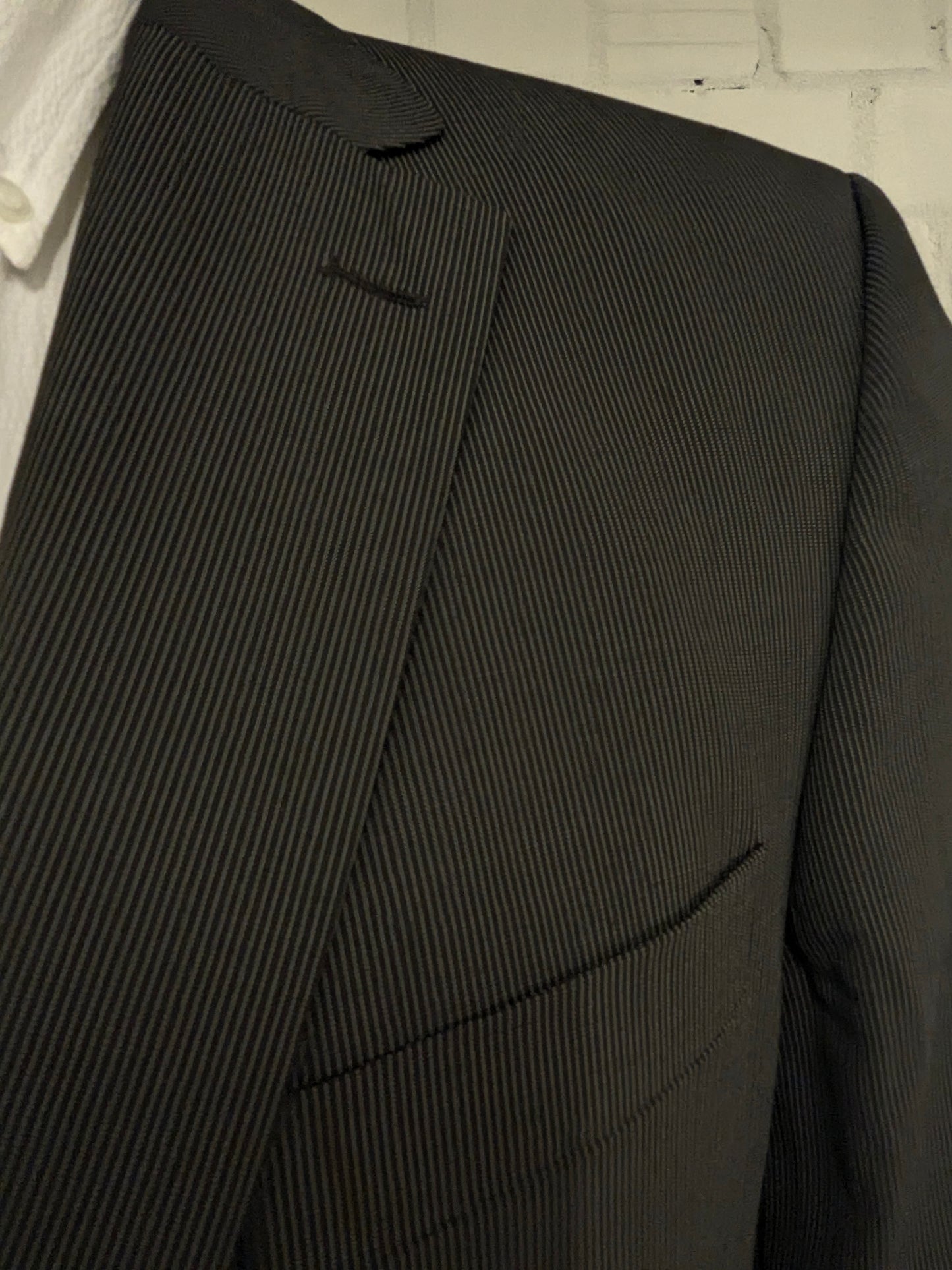 Frans Molenaar Wool jacket. Black and white striped. Size 50 / M.