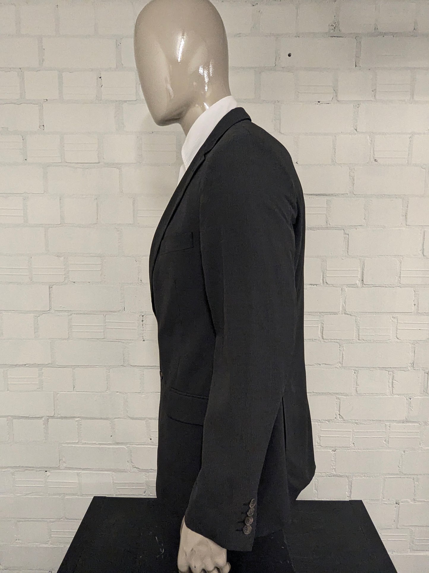 Frans Molenaar Wool jacket. Black and white striped. Size 50 / M.