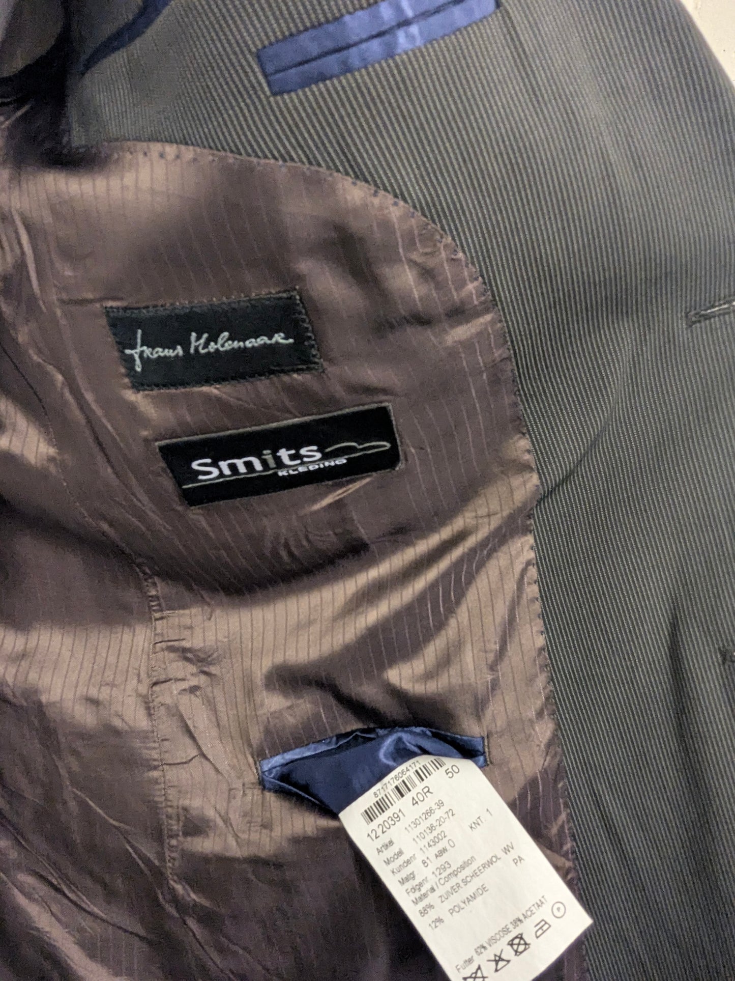 Frans Molenaar Wool jacket. Black and white striped. Size 50 / M.