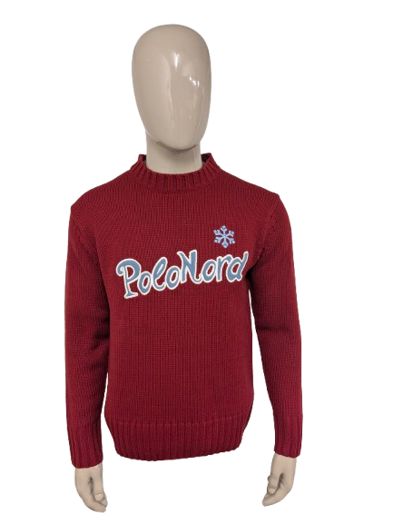 Vintage Monte Bianco Wollen trui. Rood gekleurd. Maat M. 30% Wol.