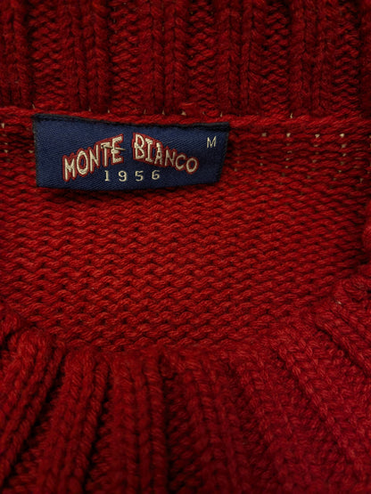 Maglione vintage in lana Monte Bianco. Colorato di rosso. Taglia M. 30% Lana.