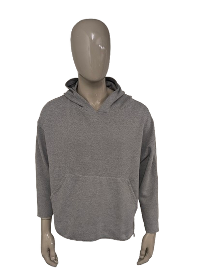 City Streets oversized hoodie met 3/4 mouw. Grijs gemêleerd. Maat XL.