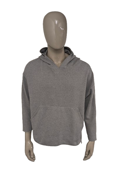 City Streets oversized hoodie met 3/4 mouw. Grijs gemêleerd. Maat XL.