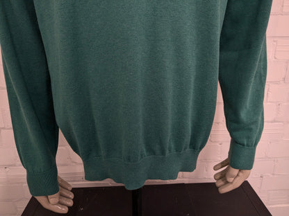 Casa Moda casual trui met V-Hals. Groen gemêleerd. Maat 2XL / XXL.