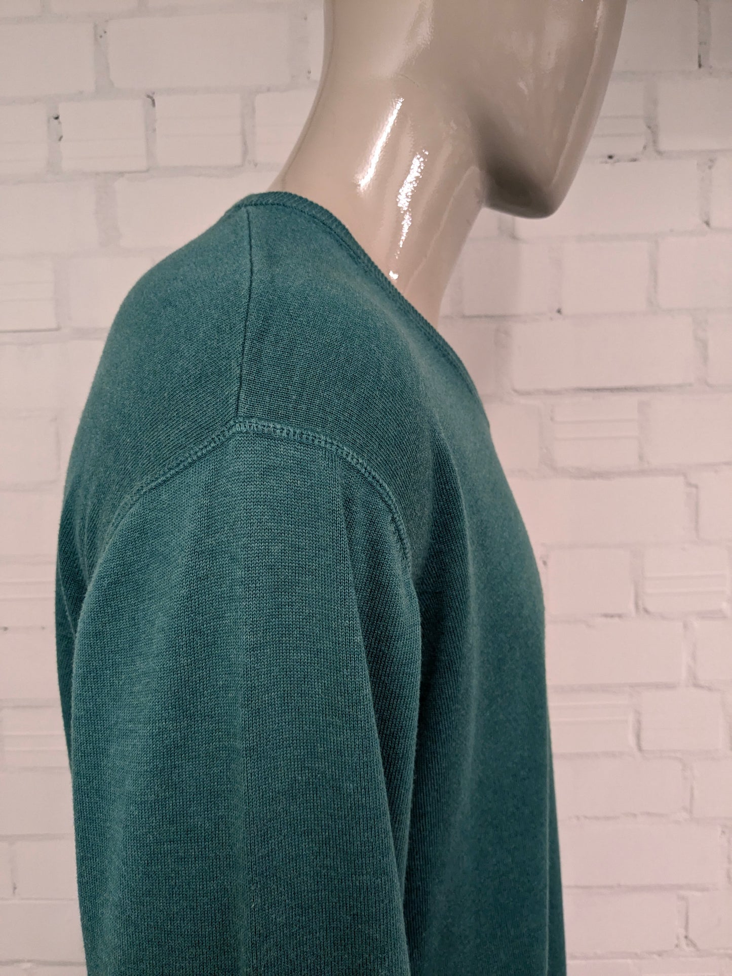 Casa Moda casual trui met V-Hals. Groen gemêleerd. Maat 2XL / XXL.