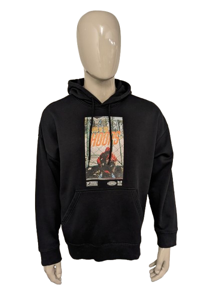Sweat à capuche H&M "Days of the Hoops". Noir avec impression. Taille XL. coupe surdimensionnée.