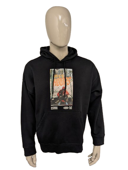 Sweat à capuche H&M "Days of the Hoops". Noir avec impression. Taille XL. coupe surdimensionnée.