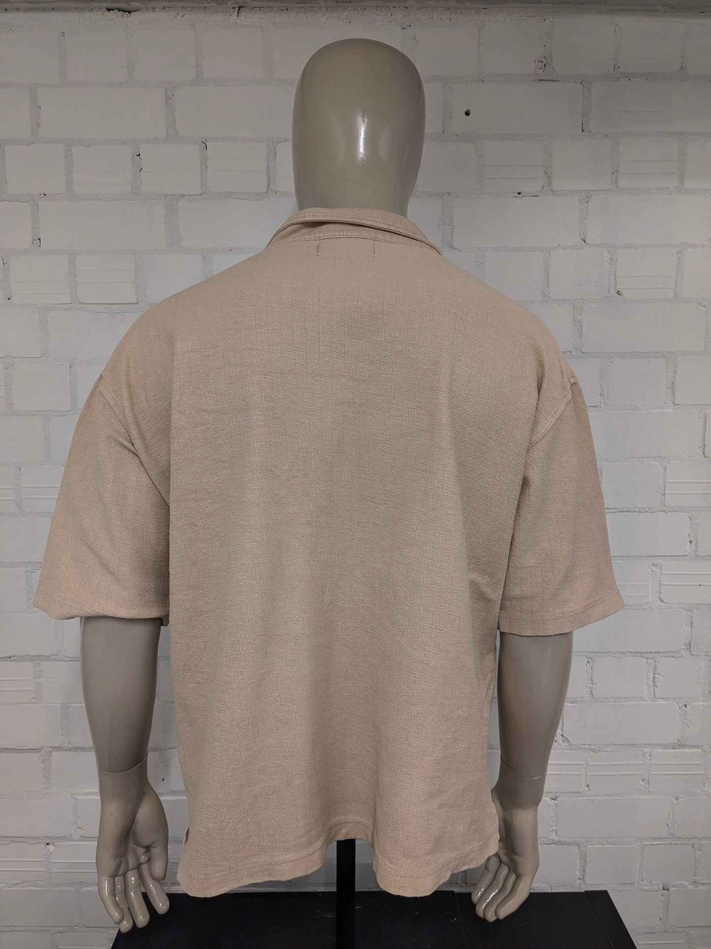 Vintage Balafre polo met touwtjes. Beige gekleurd. Maat 2XL / XXL.