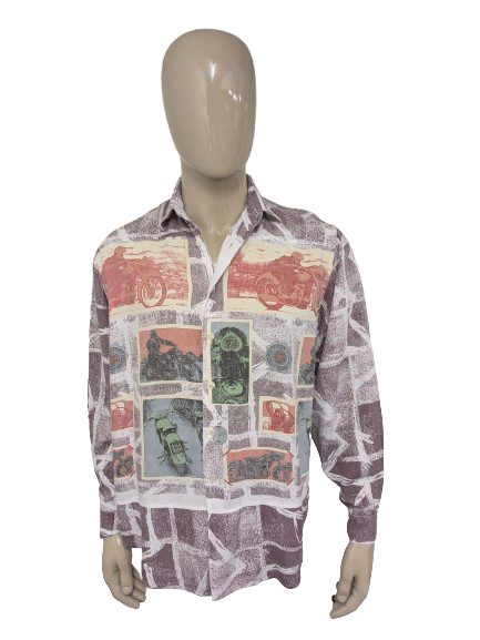 Vintage 80's / 90's Cicerone & Co overhemd. Rood Groen Grijs gekleurd. Maat XL.