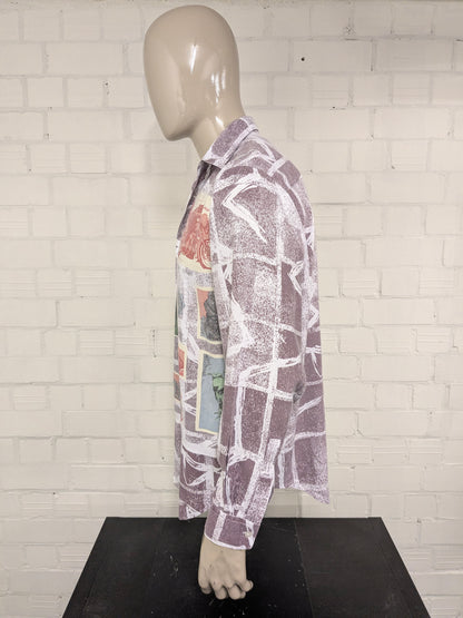 Vintage 80's / 90's Cicerone & Co overhemd. Rood Groen Grijs gekleurd. Maat XL.