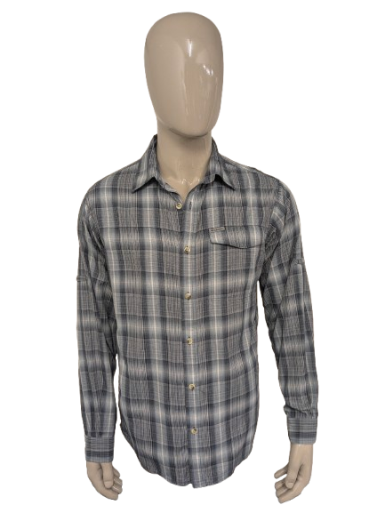 Columbia Titanium overhemd. Blauw Grijs Zwart geruit. Maat L.