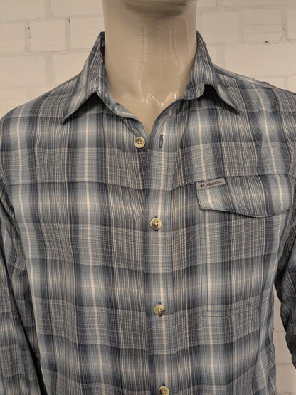 Columbia Titanium overhemd. Blauw Grijs Zwart geruit. Maat L.