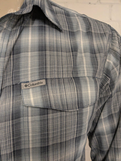 Columbia Titanium overhemd. Blauw Grijs Zwart geruit. Maat L.