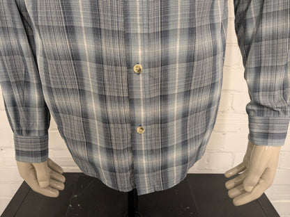 Columbia Titanium overhemd. Blauw Grijs Zwart geruit. Maat L.