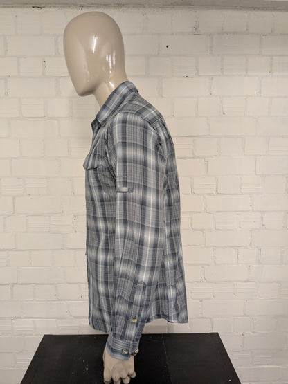 Columbia Titanium overhemd. Blauw Grijs Zwart geruit. Maat L.