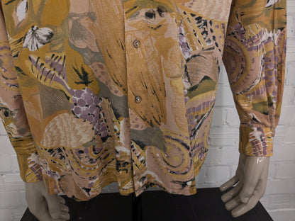 Vintage 80's / 90's Golfers Club overhemd. Geel Groen Paarse print. Maat XL.