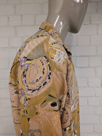 Vintage 80's / 90's Golfers Club overhemd. Geel Groen Paarse print. Maat XL.