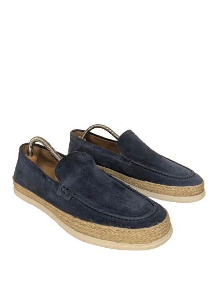 Manfield Leren mocassins. Blauw Beige gekleurd. Maat 42.