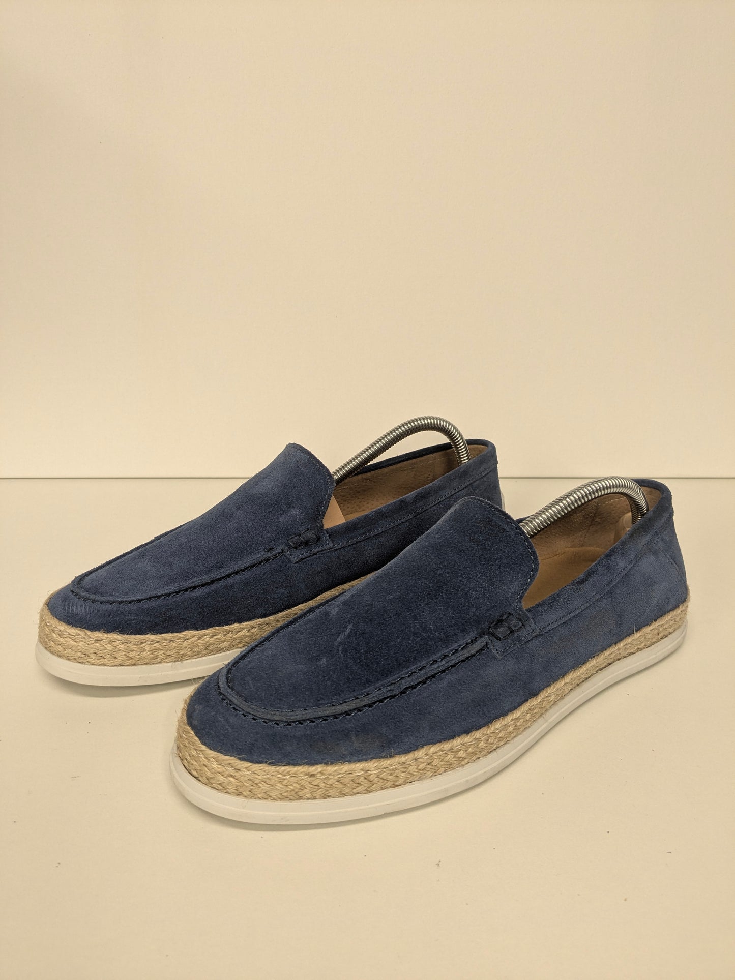 Mocassini in pelle Manfield. Colore Blu Beige. Taglia 42.