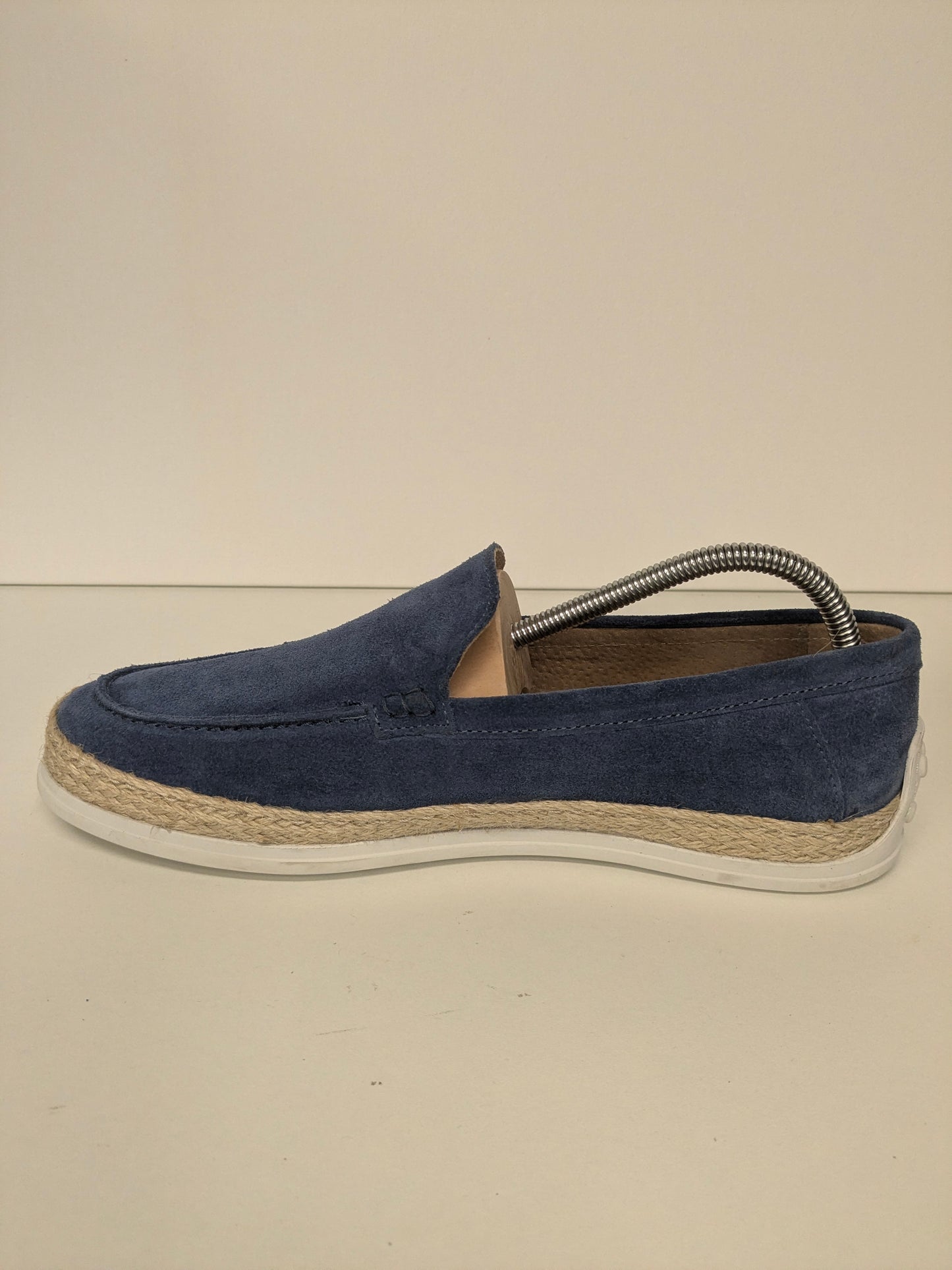 Mocassini in pelle Manfield. Colore Blu Beige. Taglia 42.