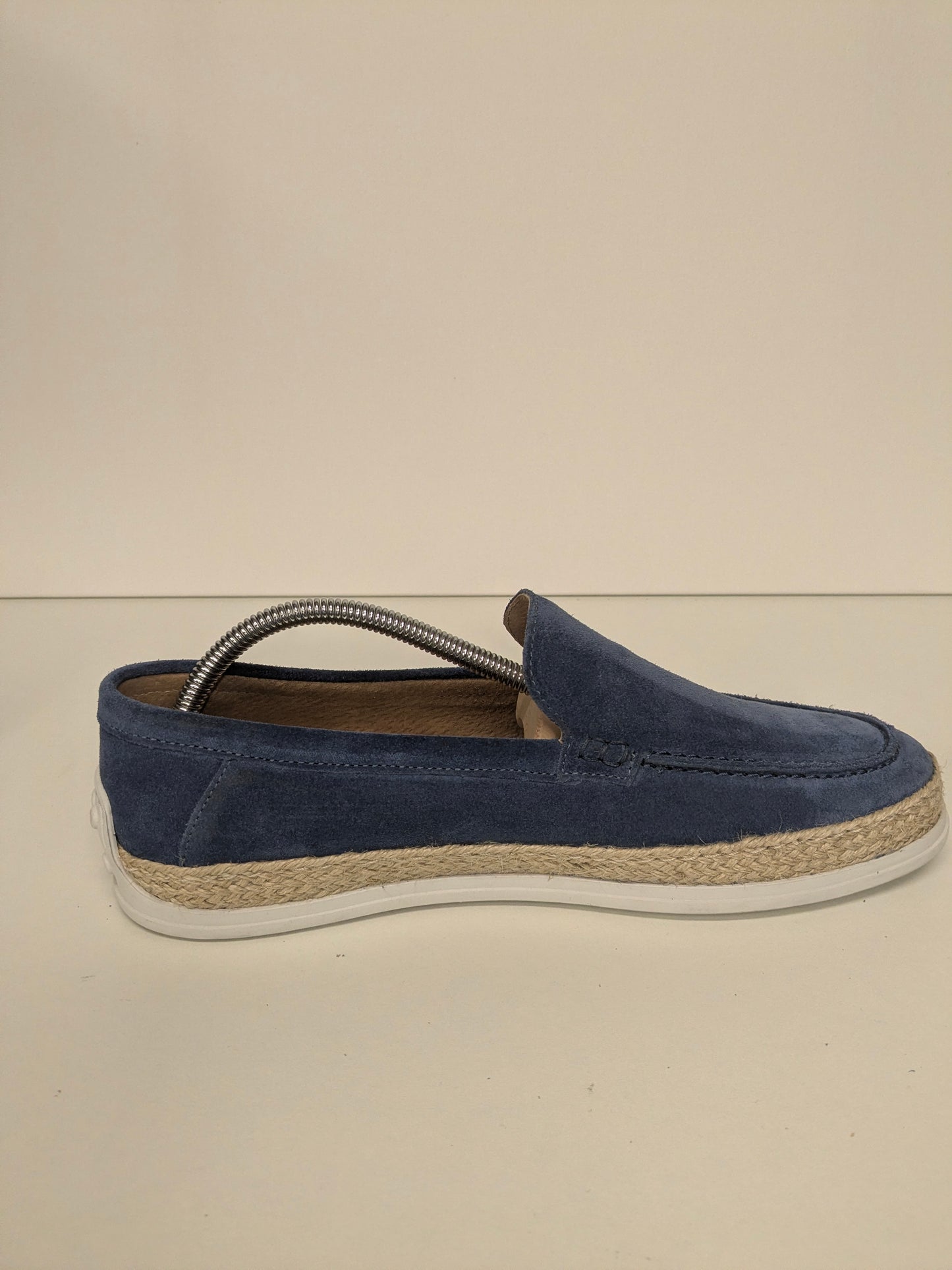 Mocassini in pelle Manfield. Colore Blu Beige. Taglia 42.