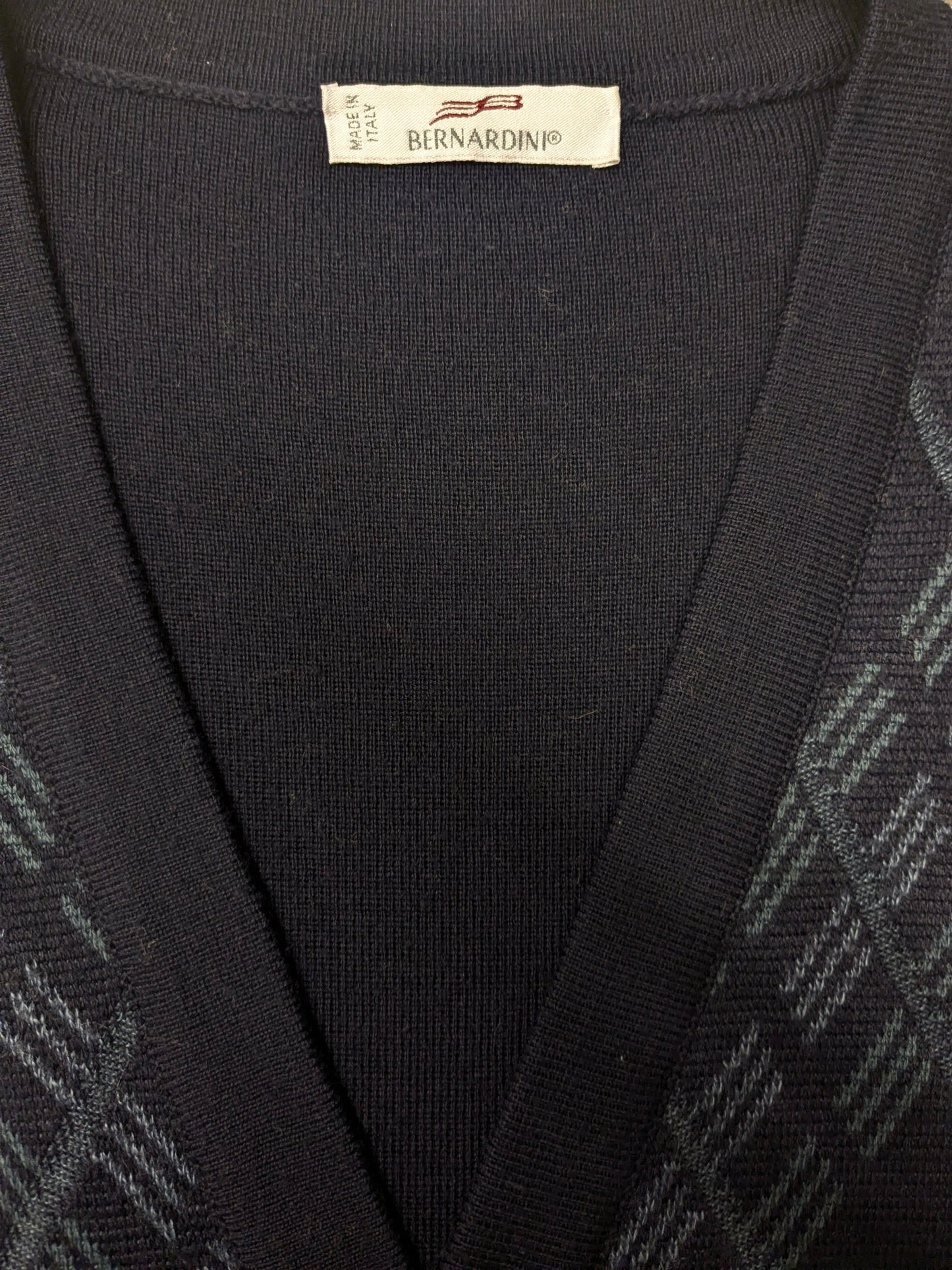 Vintage Bernardini spencer / vest. Donker Blauw Groen gekleurd. Maat L.