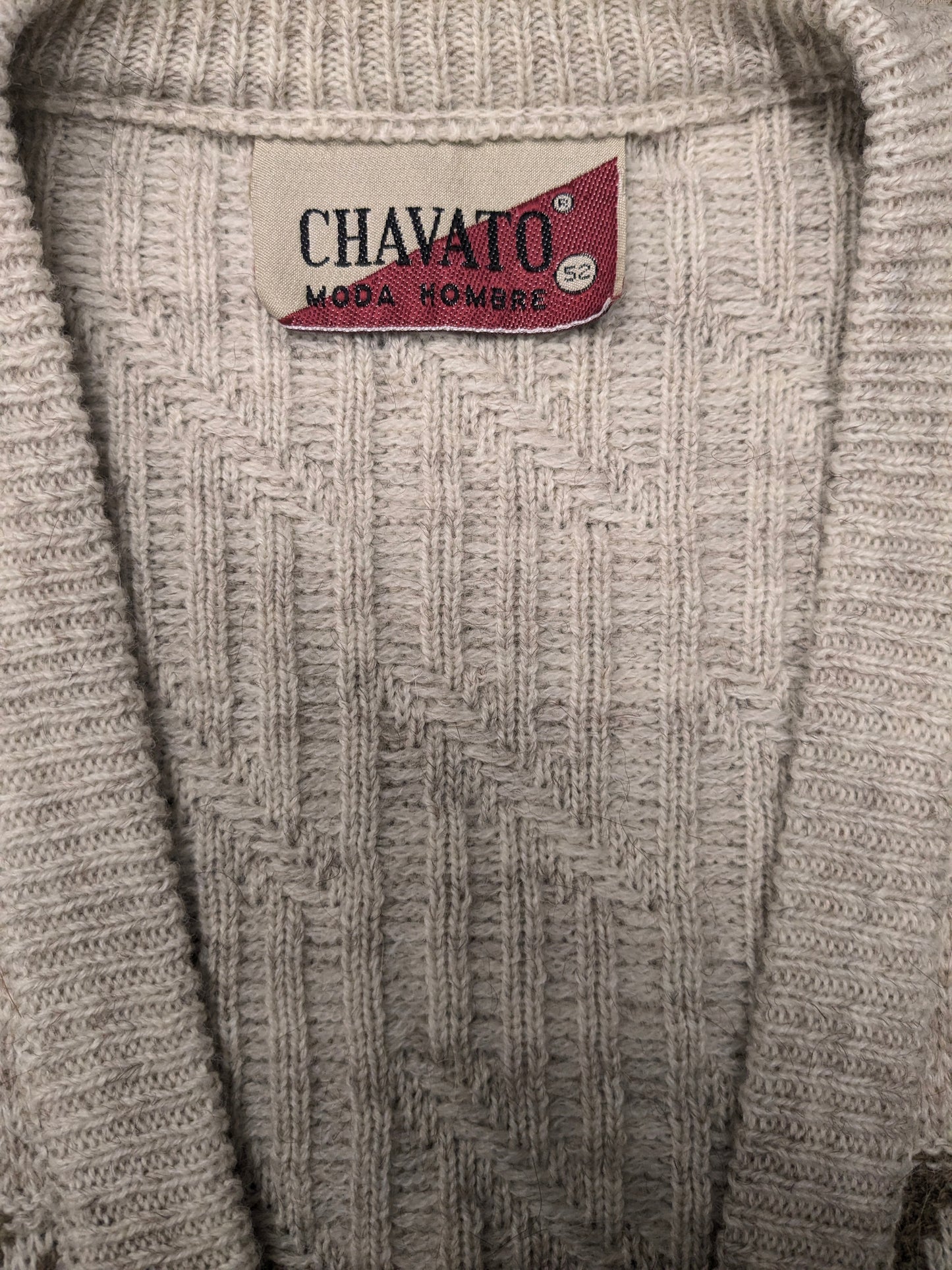 Vintage Chavato Alpaca / Wollen spencer / vest. Beige Bruin Blauw gekleurd. Maat L. 35% Wol & 15% Alpaca.