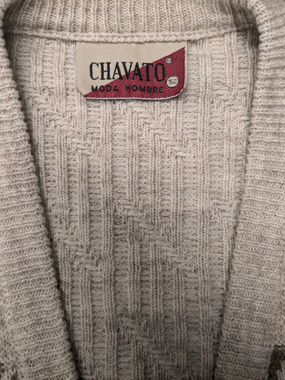 Vintage Chavato Alpaca / Wollen spencer / vest. Beige Bruin Blauw gekleurd. Maat L. 35% Wol & 15% Alpaca.