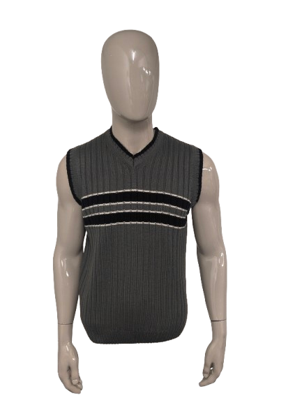 Cicerone spencer met V-Hals. Grijs Zwart Wit gekleurd. Maat M.