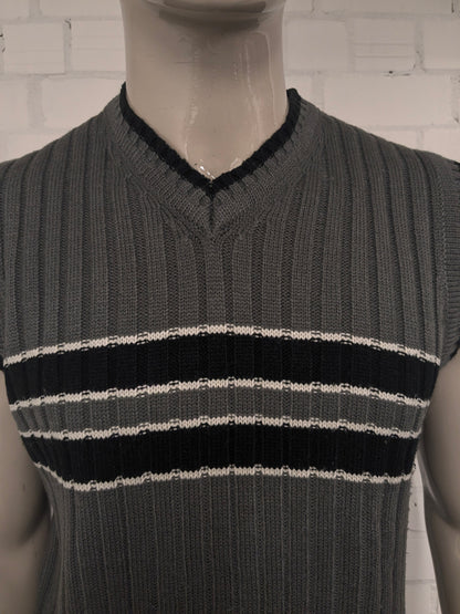 Cicerone spencer met V-Hals. Grijs Zwart Wit gekleurd. Maat M.