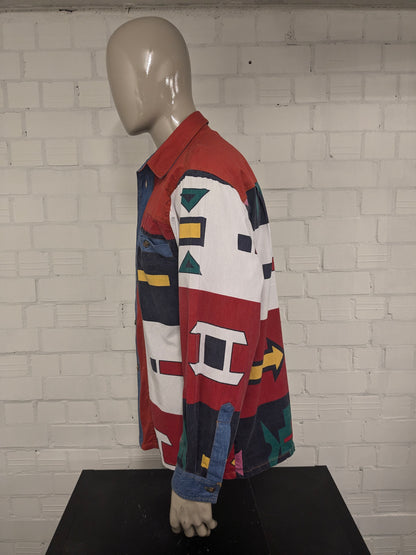 Vintage Arizona jeans overhemd. Gekleurde print met gekleurde knopen. Maat XL.