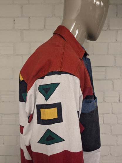 Vintage Arizona jeans overhemd. Gekleurde print met gekleurde knopen. Maat XL.