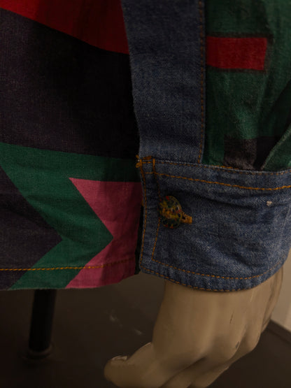 Vintage Arizona jeans overhemd. Gekleurde print met gekleurde knopen. Maat XL.