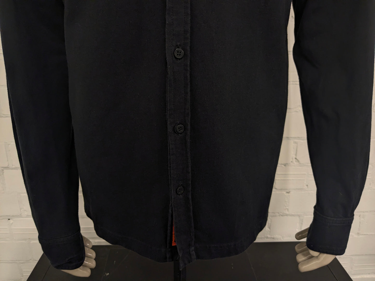 Vintage Flash Men89 overhemd. Zwart met applicaties. Maat XL. stretch.