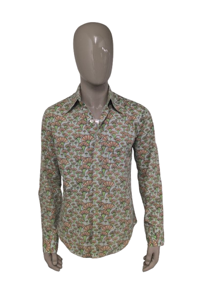 Limited by Chenaski overhemd met puntkraag. Geel Groen Oranje print. Maat L.