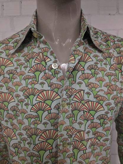 Limited by Chenaski overhemd met puntkraag. Geel Groen Oranje print. Maat L.