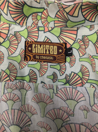 Limited by Chenaski overhemd met puntkraag. Geel Groen Oranje print. Maat L.