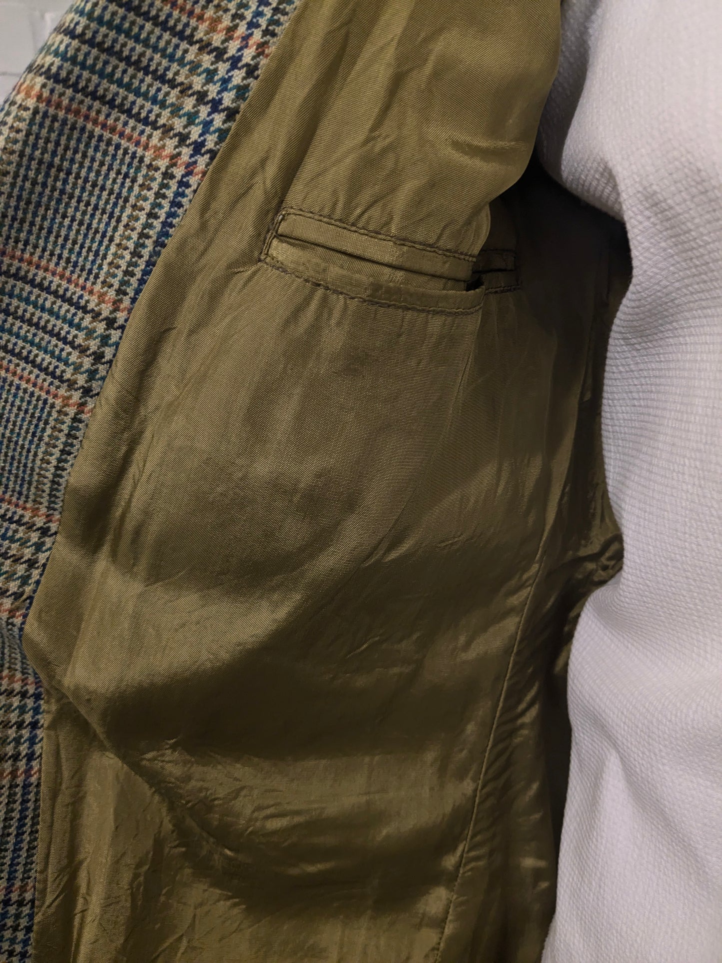 Vintage Alain Dubeau Wollen colbert. Groen Oranje Blauw geruit. Maat 52 / L.