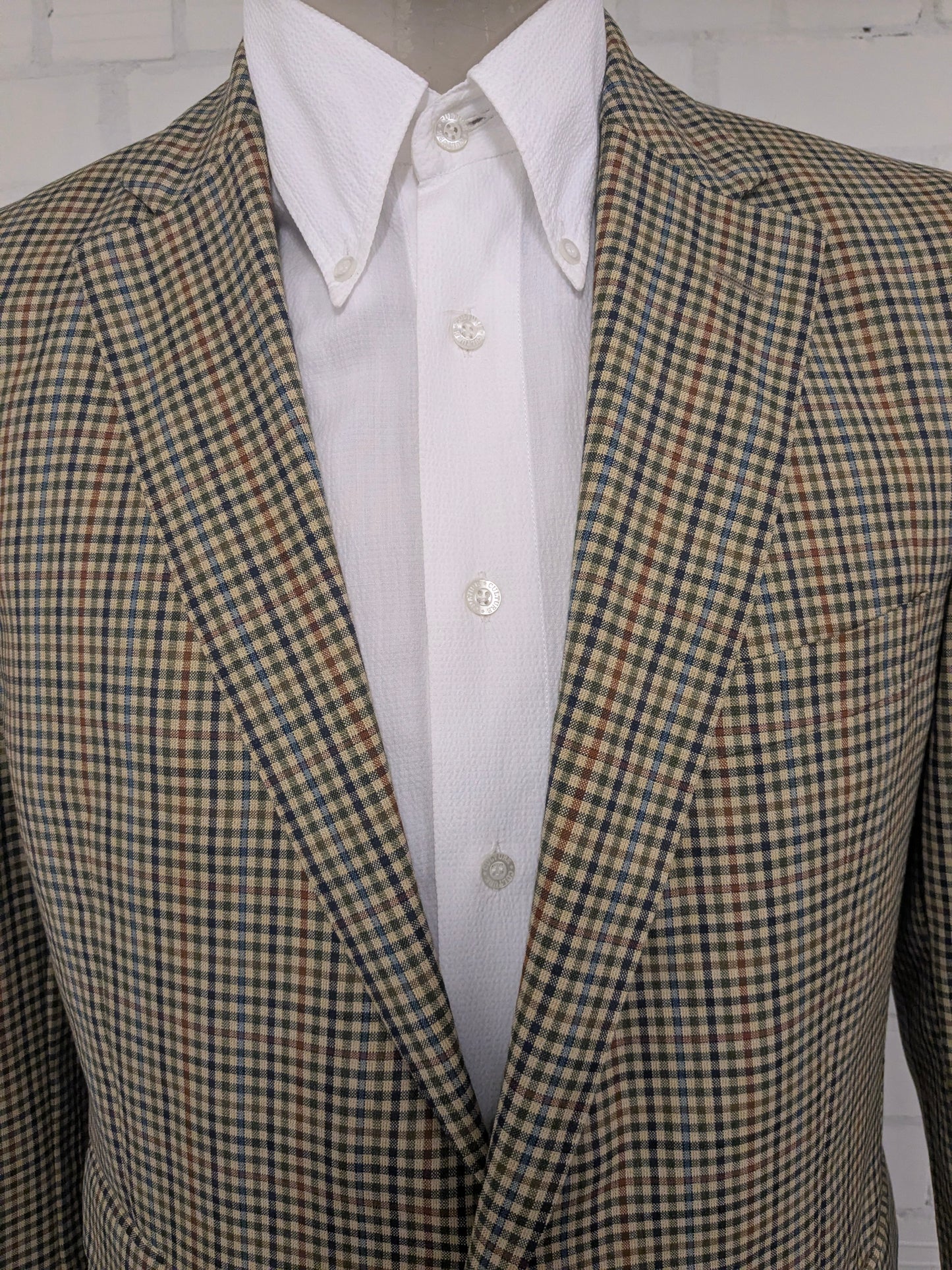 Giacca vintage in lana Eduard Pelger. Verde Rosso Blu Nero a quadretti. Taglia 52/L.